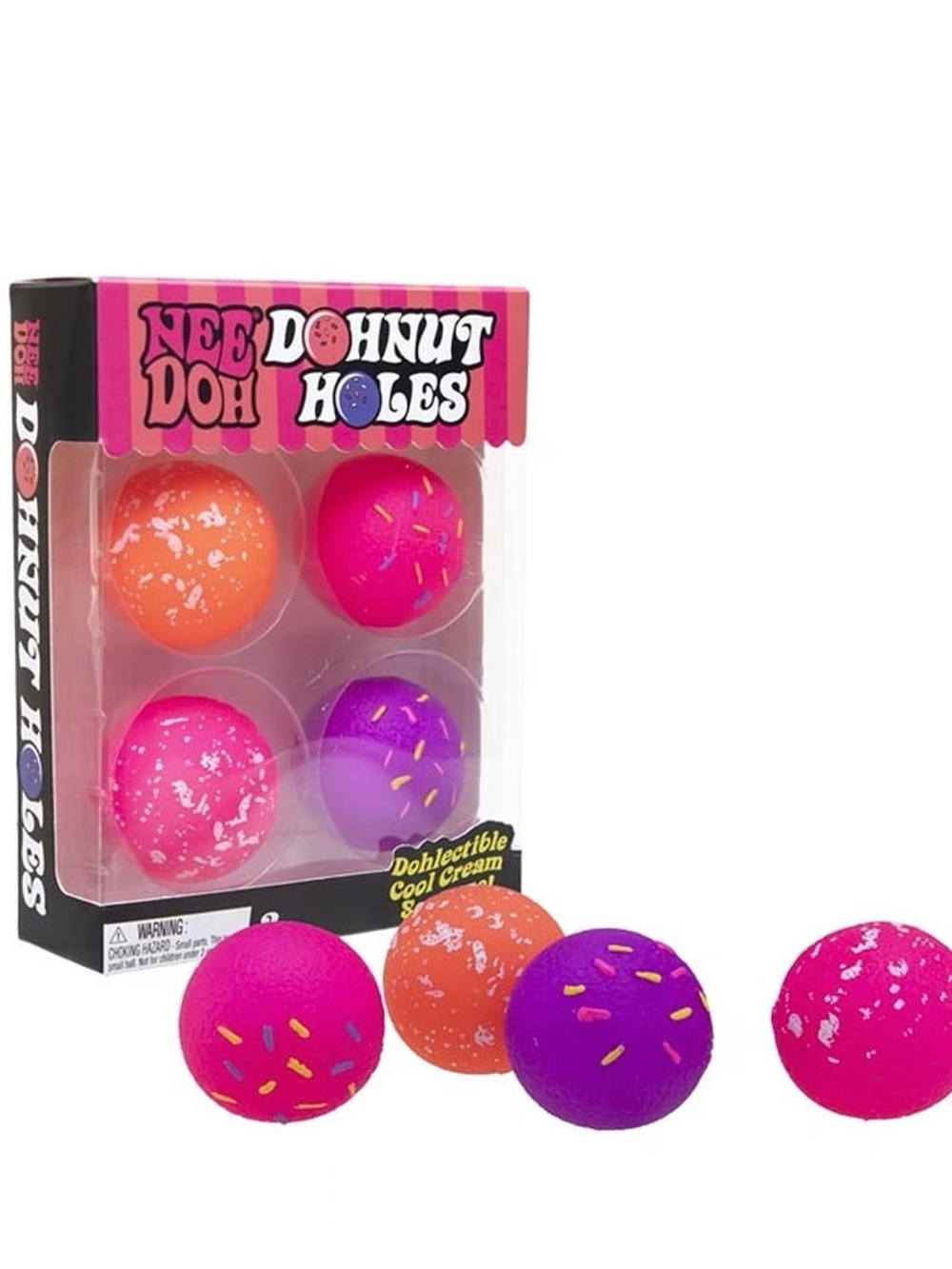 NeeDoh Donut Holes Squishy Toy Pack - Pink, Orange, Purple